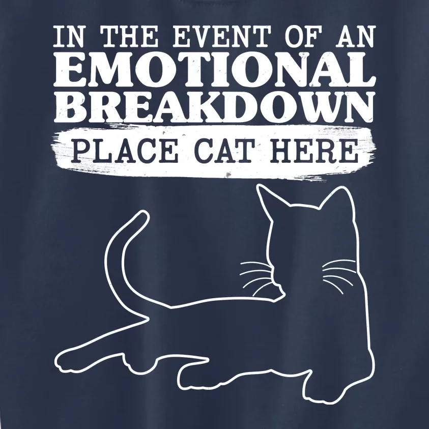 Funny In The Event Of An Emotional Breakdown Place Cat Here Kids Sweatshirt