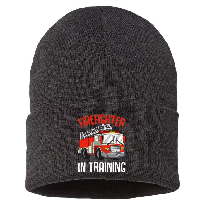 Firefighter in Training Fireman funny Firefighting Sustainable Knit Beanie