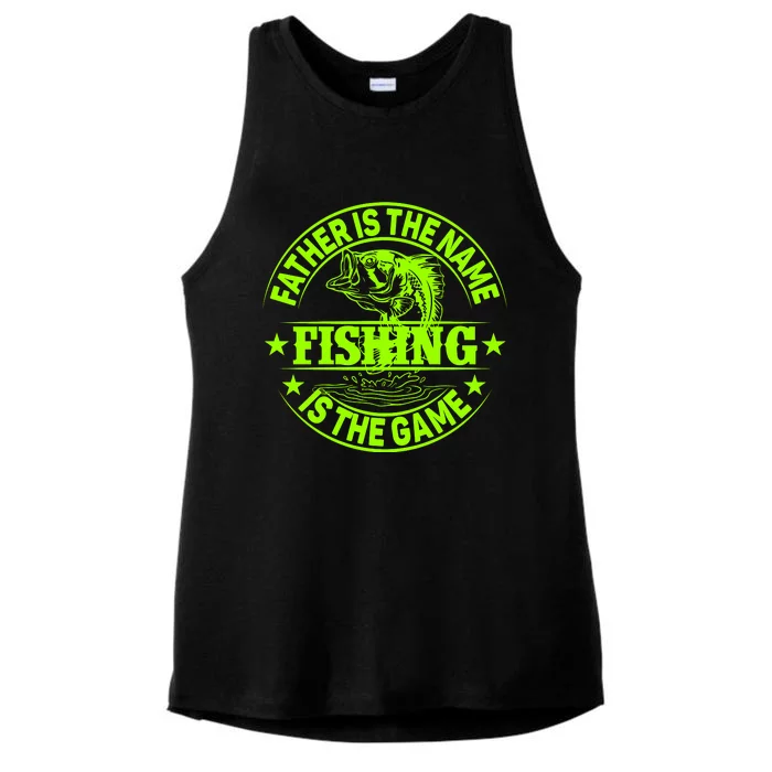 Father Is The Name Fishing Is The Game Ladies Tri-Blend Wicking Tank