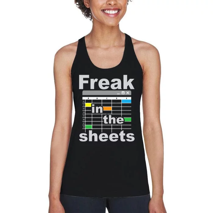 Freak In The Sheets Funny Accountant Analyst Secretary Women's Racerback Tank