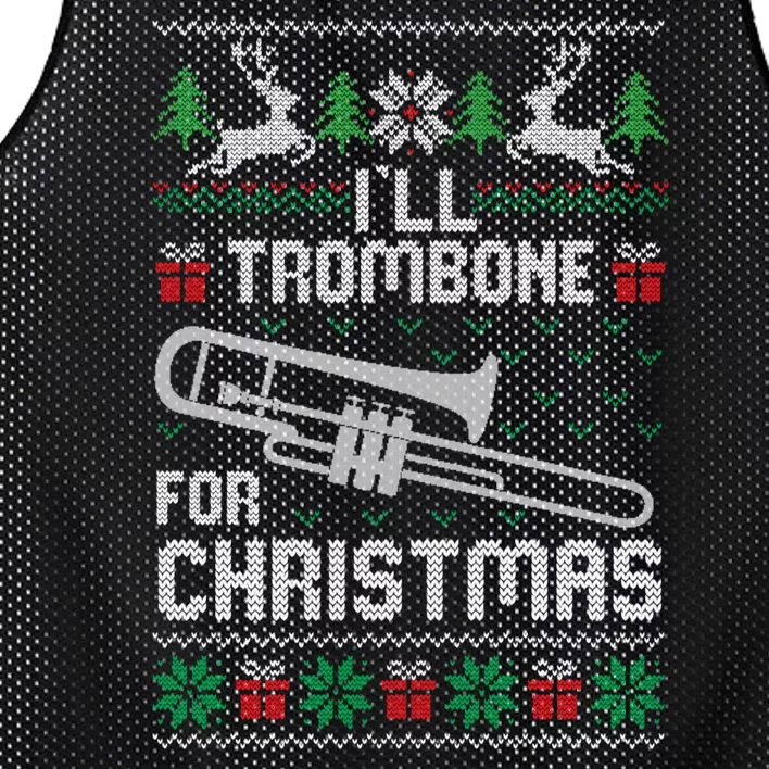 Funny ILl Trombone For Christmas Ugly Xmas Pajama Gift Mesh Reversible Basketball Jersey Tank