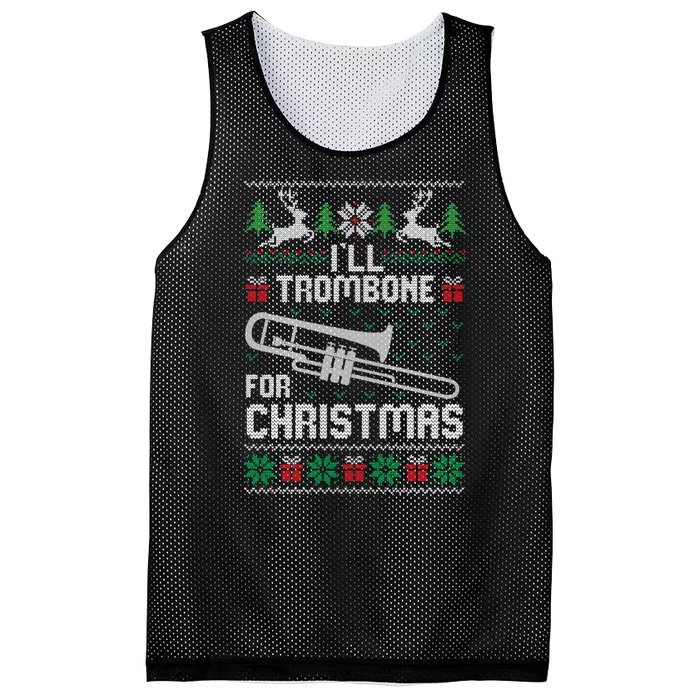 Funny ILl Trombone For Christmas Ugly Xmas Pajama Gift Mesh Reversible Basketball Jersey Tank