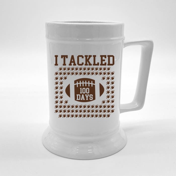 Football I Tackled 100 Days Of School Front & Back Beer Stein