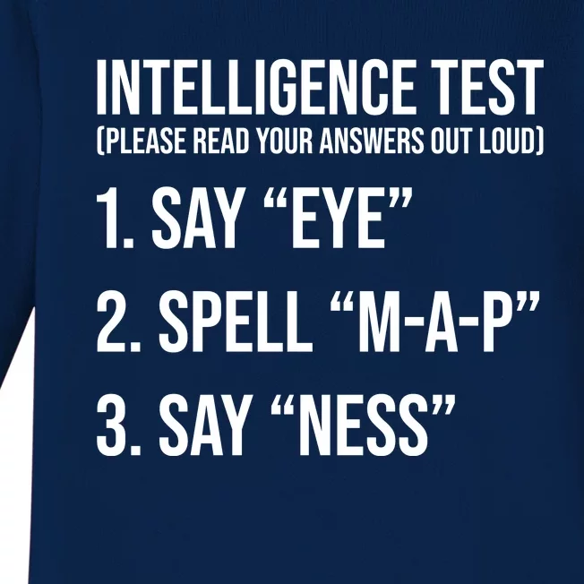 Funny Intelligence Test Baby Long Sleeve Bodysuit