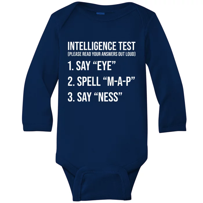 Funny Intelligence Test Baby Long Sleeve Bodysuit