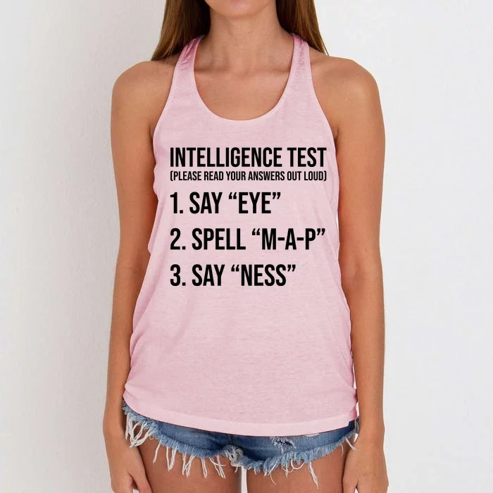 Funny Intelligence Test Women's Knotted Racerback Tank