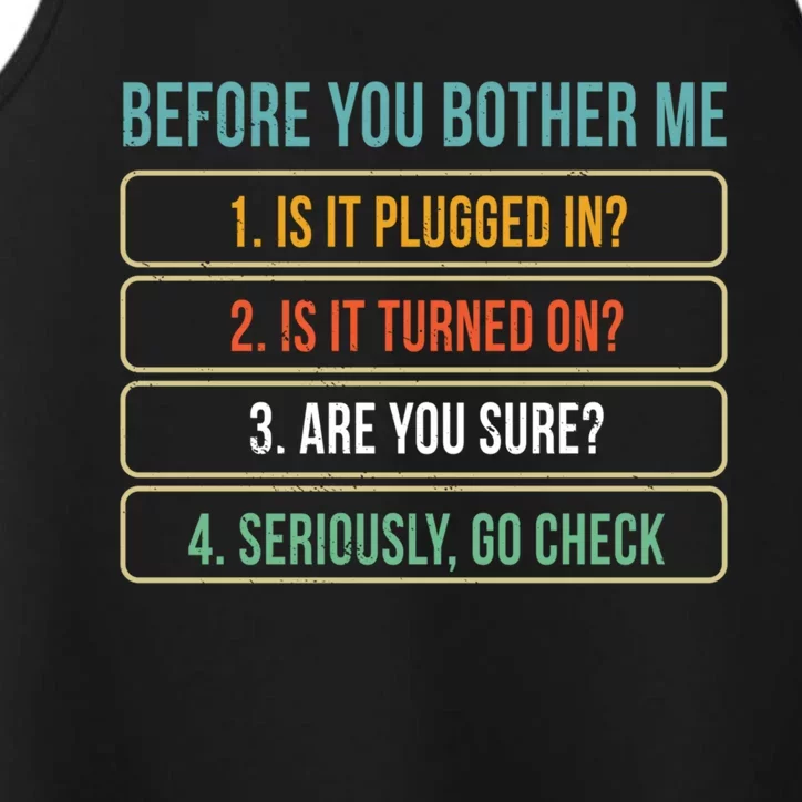 Funny Information Technology Tech Technical Support Gift Performance Tank