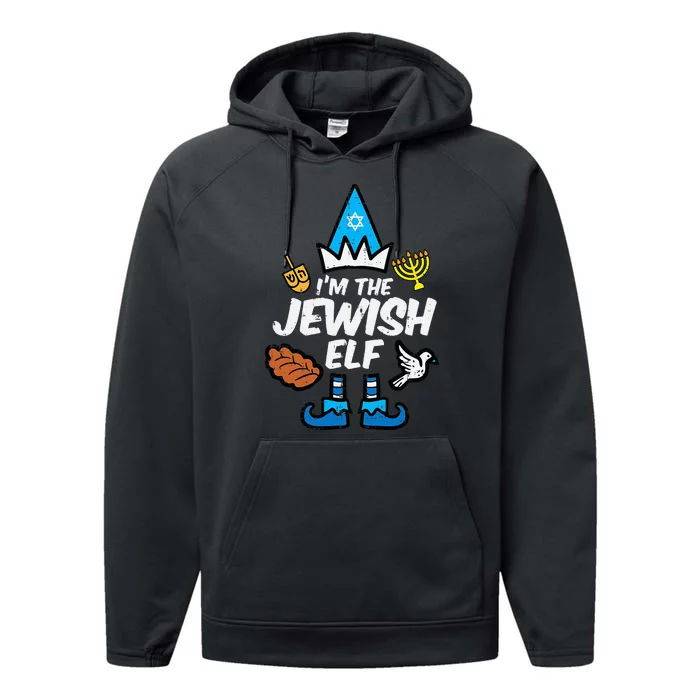 funny Im The Jewish Elf Family Hanukkah Chanukah Performance Fleece Hoodie