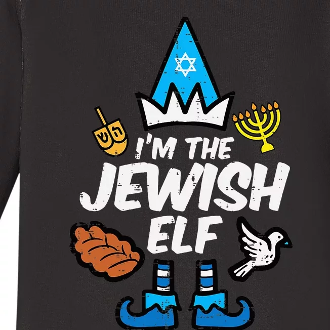 funny Im The Jewish Elf Family Hanukkah Chanukah Baby Long Sleeve Bodysuit