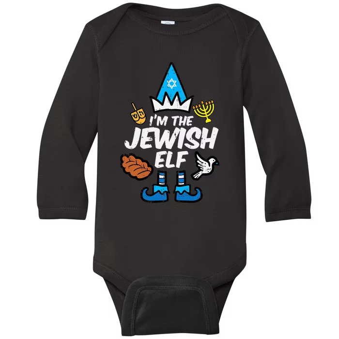 funny Im The Jewish Elf Family Hanukkah Chanukah Baby Long Sleeve Bodysuit