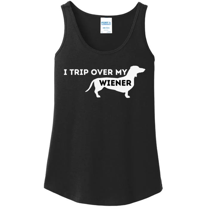 funny I Trip Over My Wiener Dachshund Lover Ladies Essential Tank