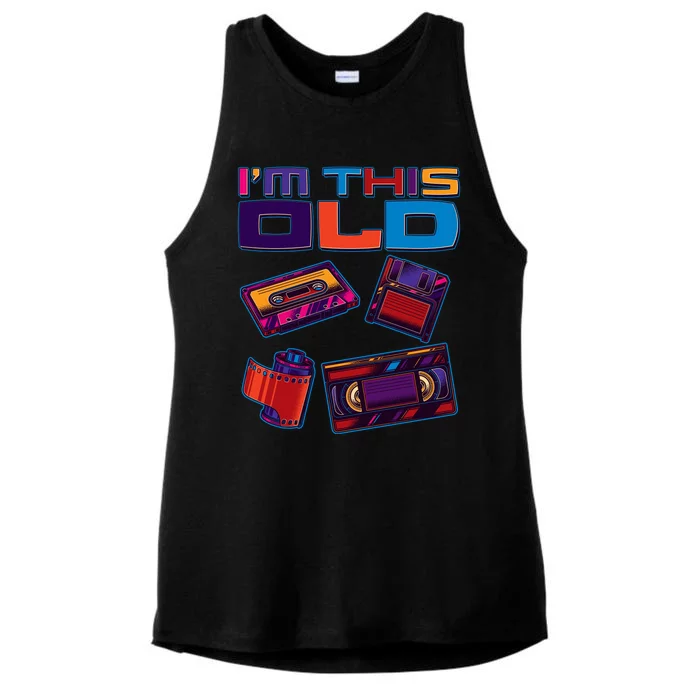 Funny I'm This Old Retro Media Technology Ladies Tri-Blend Wicking Tank