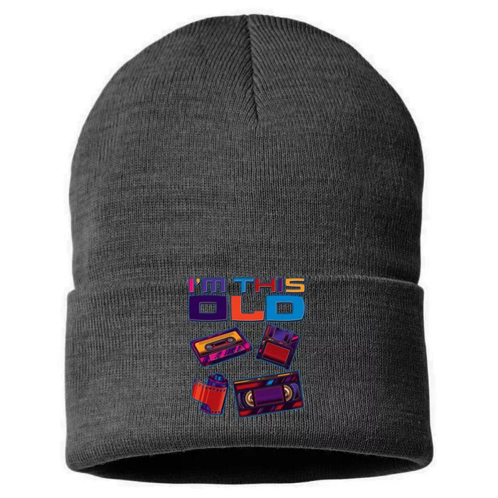 Funny I'm This Old Retro Media Technology Sustainable Knit Beanie