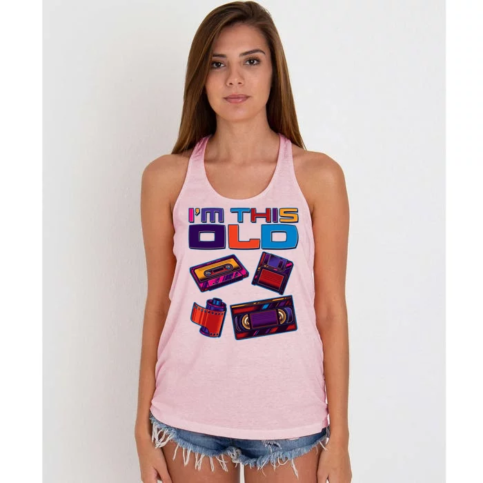 Funny I'm This Old Retro Media Technology Women's Knotted Racerback Tank