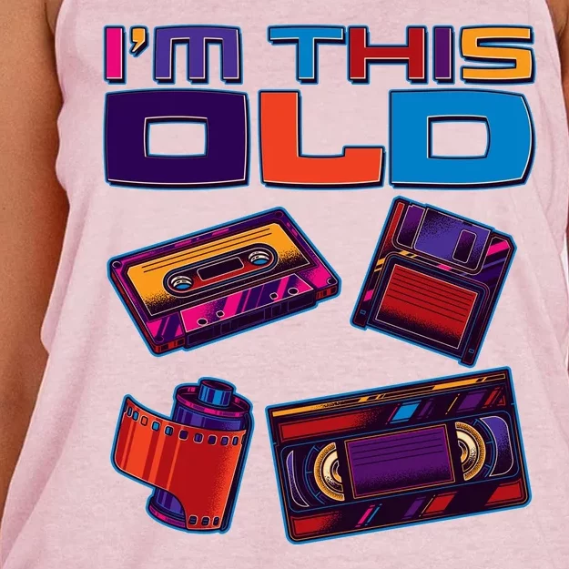 Funny I'm This Old Retro Media Technology Women's Knotted Racerback Tank