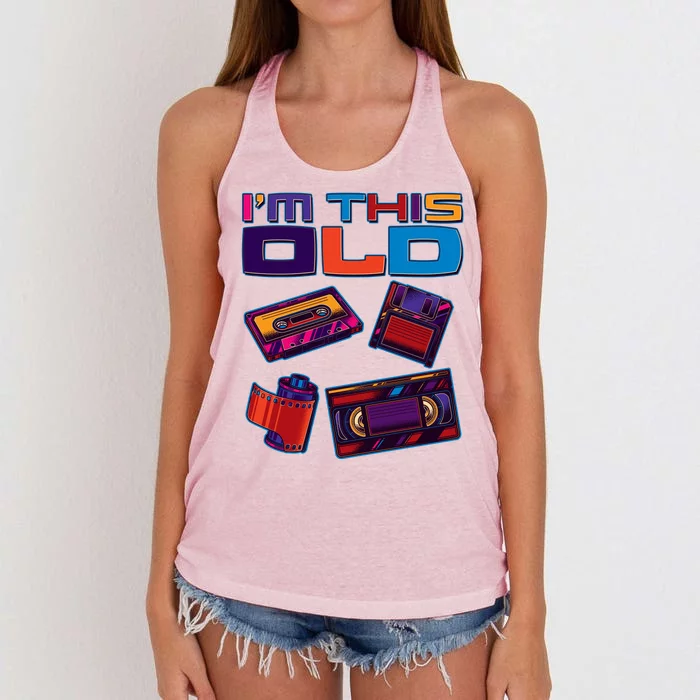 Funny I'm This Old Retro Media Technology Women's Knotted Racerback Tank