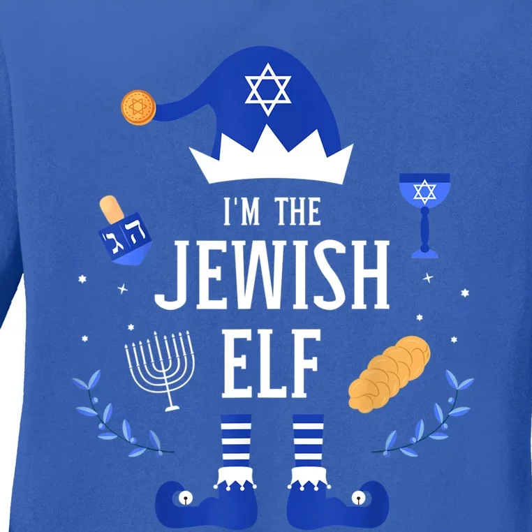 Funny I'm The Jewish Elf For Hanukkah Christmas Chanukah Ladies Long Sleeve Shirt