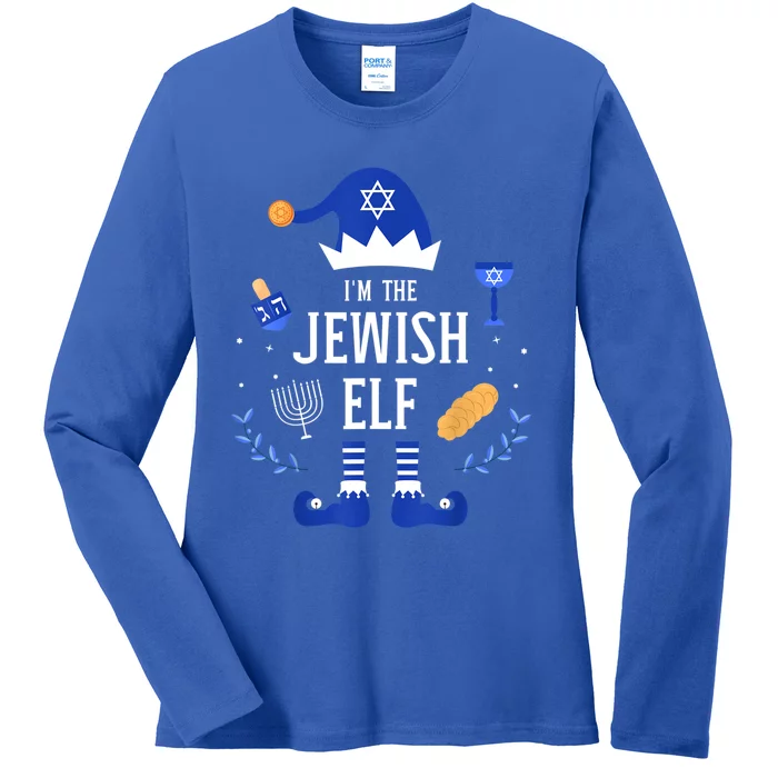 Funny I'm The Jewish Elf For Hanukkah Christmas Chanukah Ladies Long Sleeve Shirt