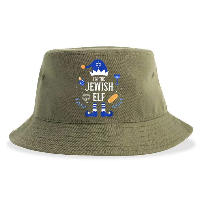 Funny I'm The Jewish Elf For Hanukkah Christmas Chanukah Sustainable Bucket Hat