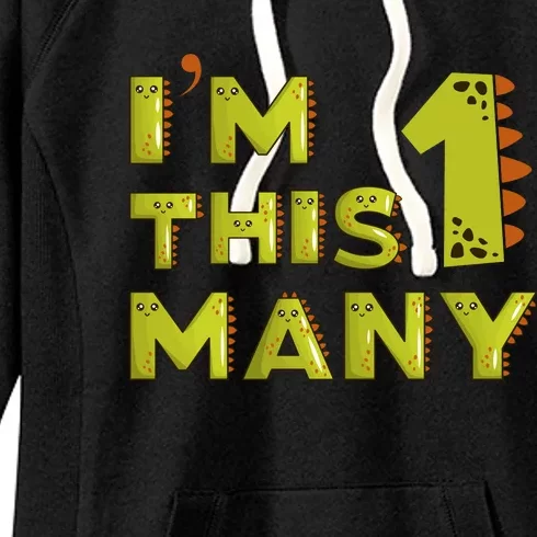 Funny Im This Many 1st Birthday Dinosaur Gift Women's Fleece Hoodie