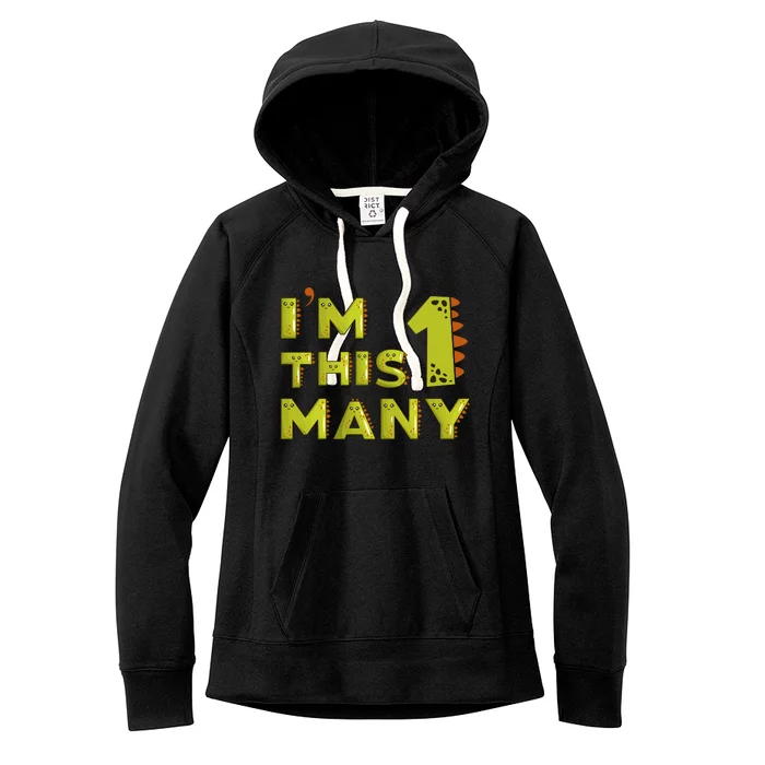 Funny Im This Many 1st Birthday Dinosaur Gift Women's Fleece Hoodie