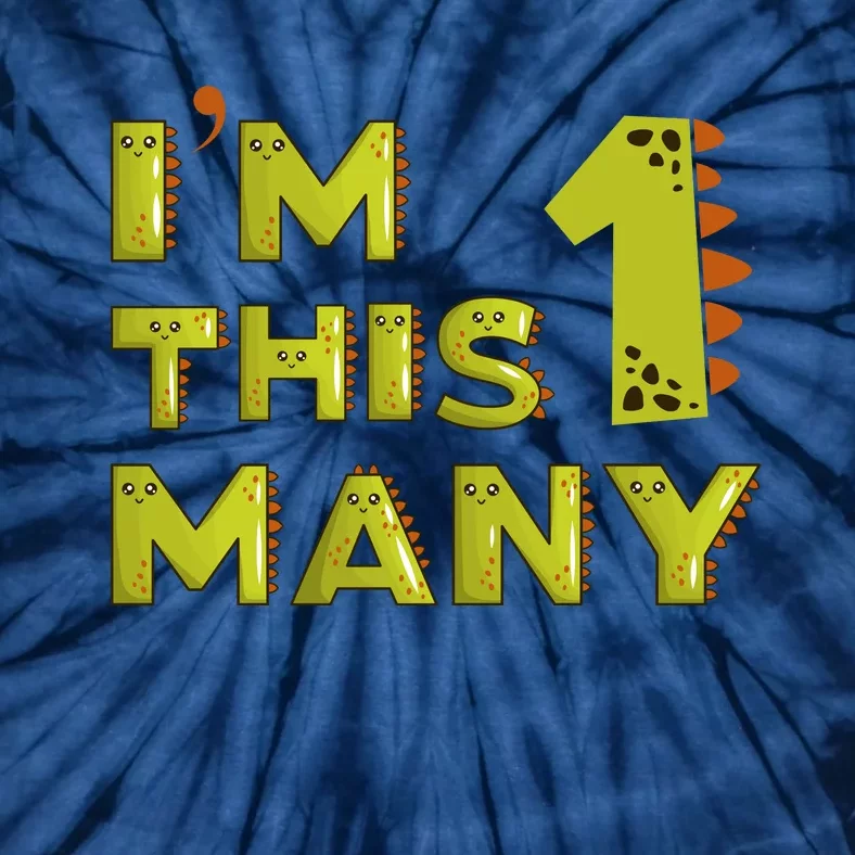 Funny Im This Many 1st Birthday Dinosaur Gift Tie-Dye T-Shirt