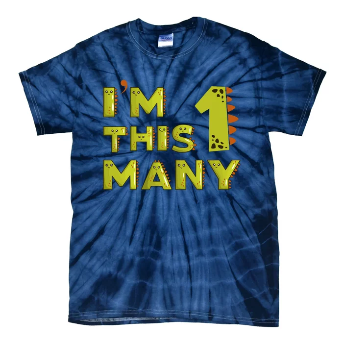 Funny Im This Many 1st Birthday Dinosaur Gift Tie-Dye T-Shirt