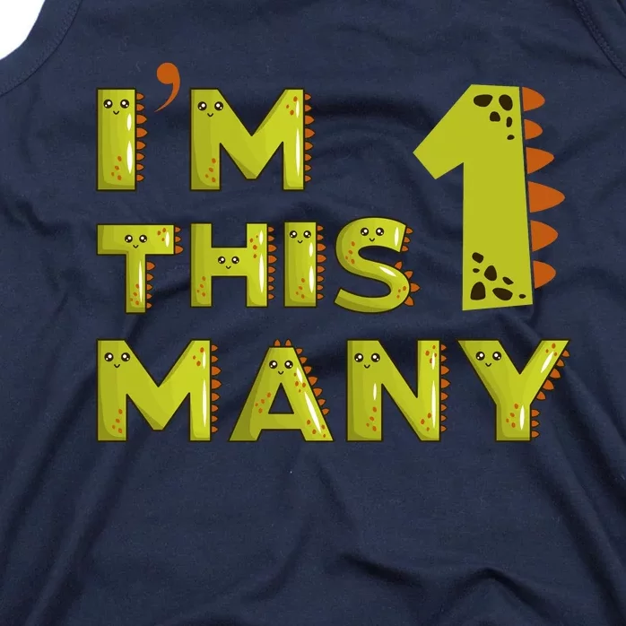 Funny Im This Many 1st Birthday Dinosaur Gift Tank Top