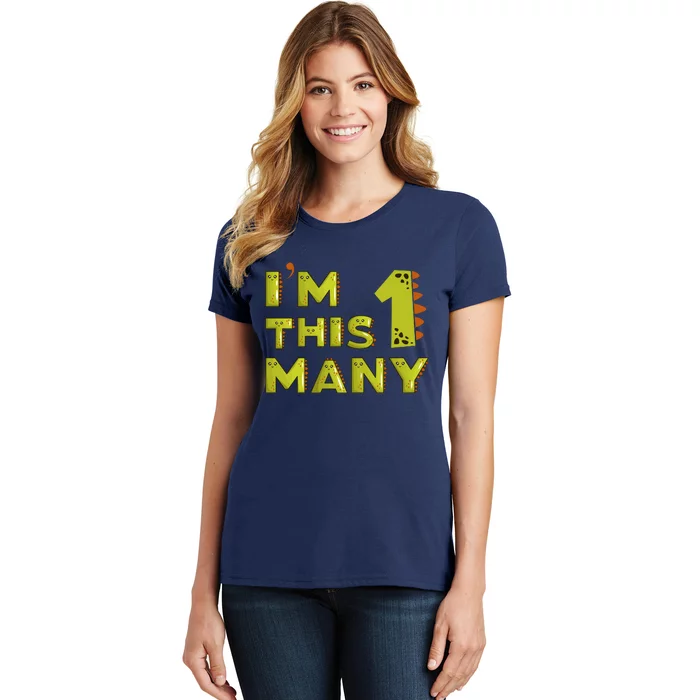 Funny Im This Many 1st Birthday Dinosaur Gift Women's T-Shirt