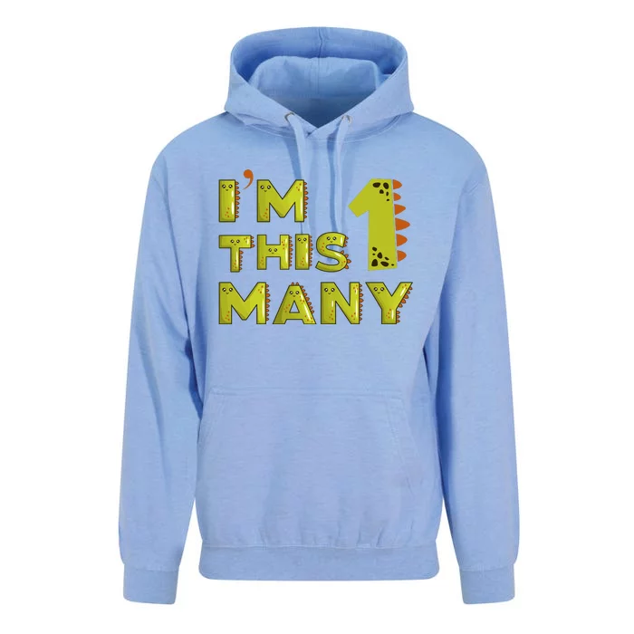 Funny Im This Many 1st Birthday Dinosaur Gift Unisex Surf Hoodie