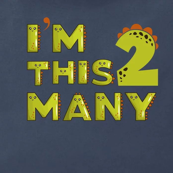 Funny Im This Many 2nd Birthday Dinosaur Gift Zip Tote Bag