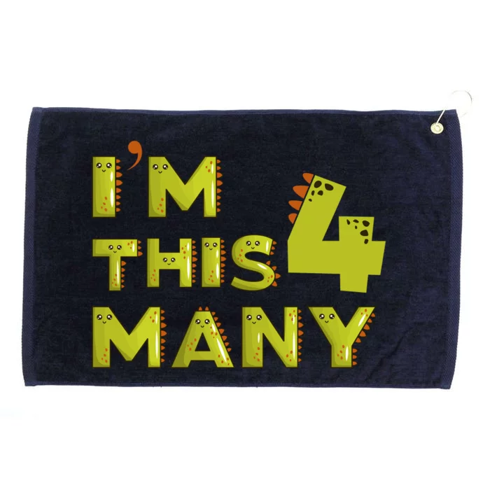 Funny Im This Many 4th Birthday Dinosaur Gift Grommeted Golf Towel