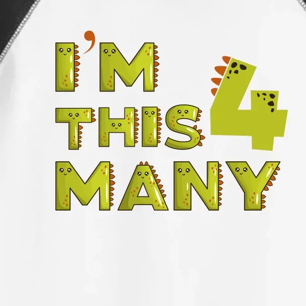 Funny Im This Many 4th Birthday Dinosaur Gift Toddler Fine Jersey T-Shirt