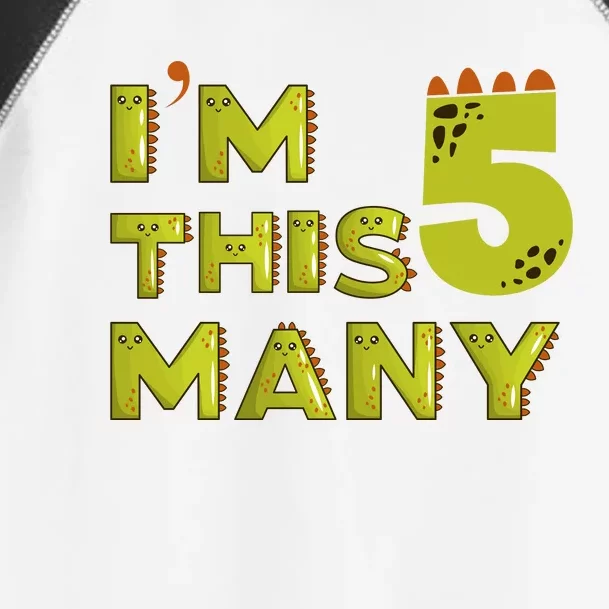 Funny Im This Many 5th Birthday Dinosaur Gift Toddler Fine Jersey T-Shirt