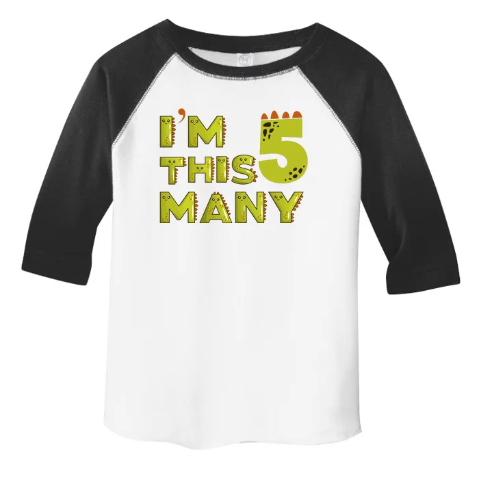 Funny Im This Many 5th Birthday Dinosaur Gift Toddler Fine Jersey T-Shirt