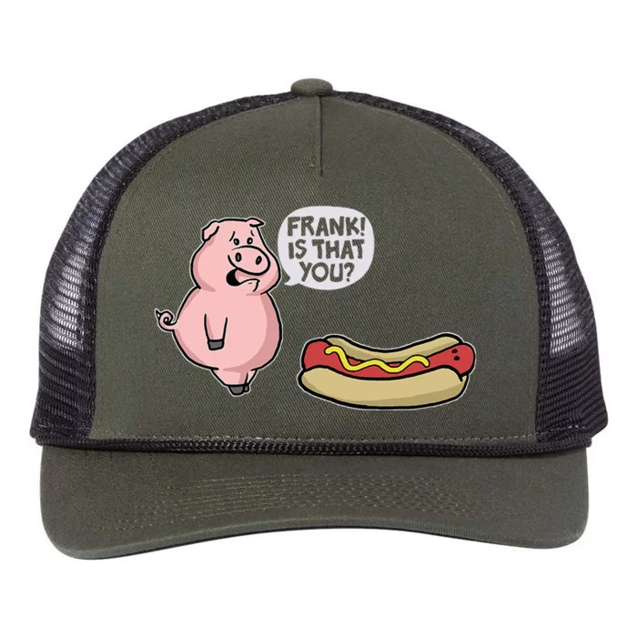 Frank! Is That You Pig And Hot Dog Funny Retro Rope Trucker Hat Cap