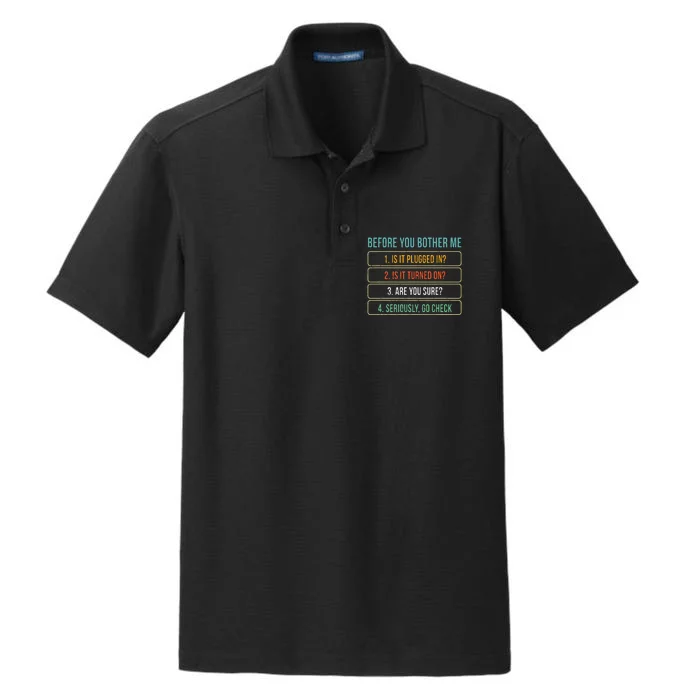 Funny Information Technology Tech Technical Support Gift Dry Zone Grid Performance Polo