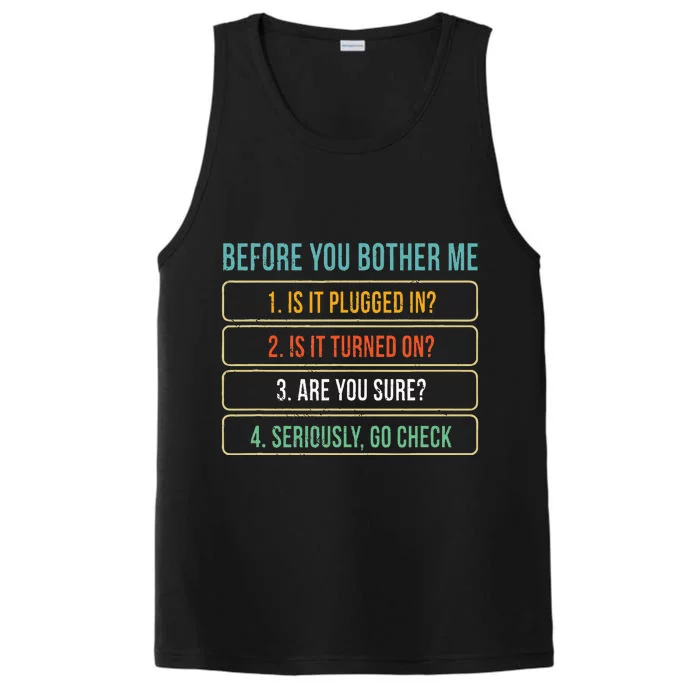 Funny Information Technology Tech Technical Support Gift Performance Tank