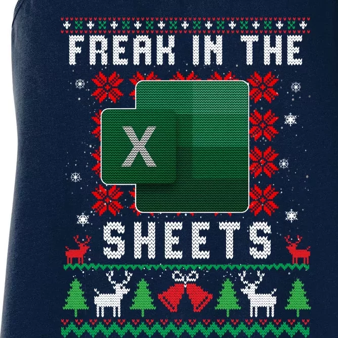 Freak In The Sheets Excel Ugly Christmas Sweater Women's Racerback Tank