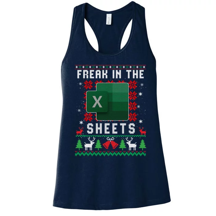 Freak In The Sheets Excel Ugly Christmas Sweater Women's Racerback Tank