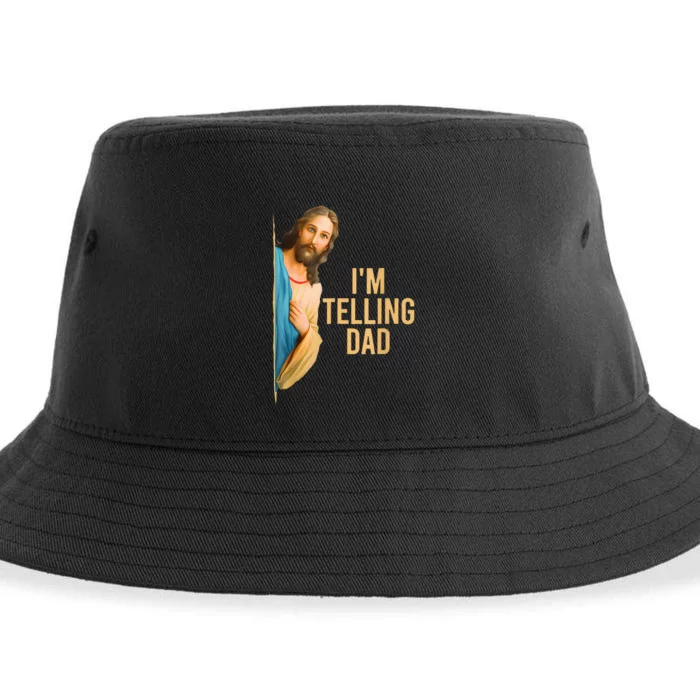 Funny IM Telling Dad Jesus Meme Sustainable Bucket Hat