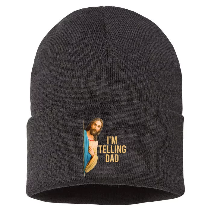 Funny IM Telling Dad Jesus Meme Sustainable Knit Beanie