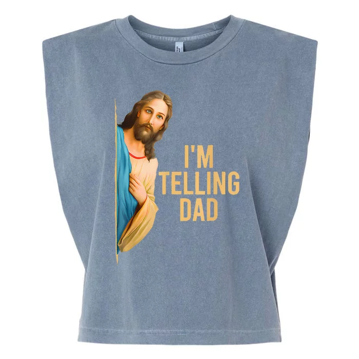 Funny IM Telling Dad Jesus Meme Garment-Dyed Women's Muscle Tee