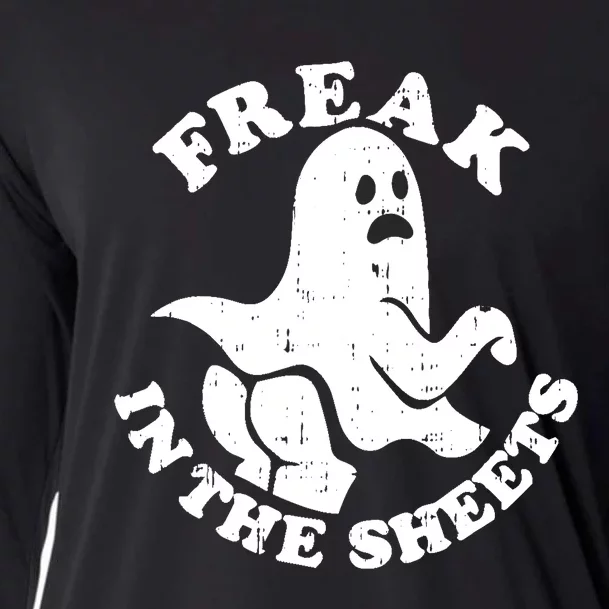 Freak In The Sheets Funny Halloween Costume Retro Ghost Cooling Performance Long Sleeve Crew