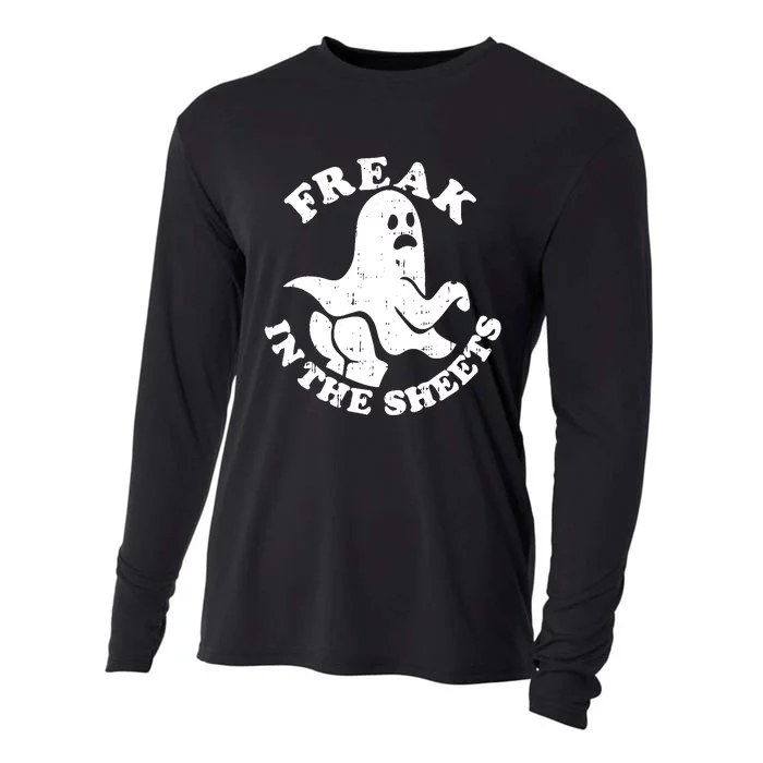 Freak In The Sheets Funny Halloween Costume Retro Ghost Cooling Performance Long Sleeve Crew