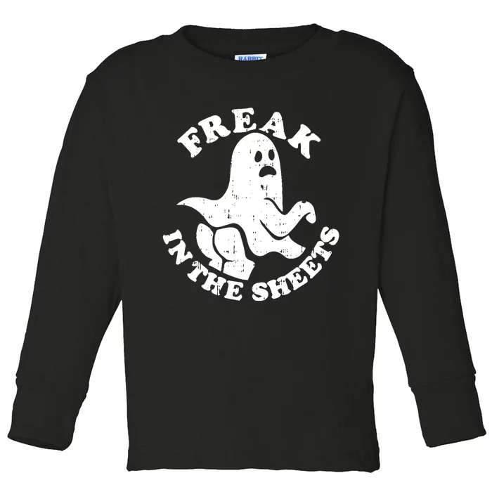 Freak In The Sheets Funny Halloween Costume Retro Ghost Toddler Long Sleeve Shirt