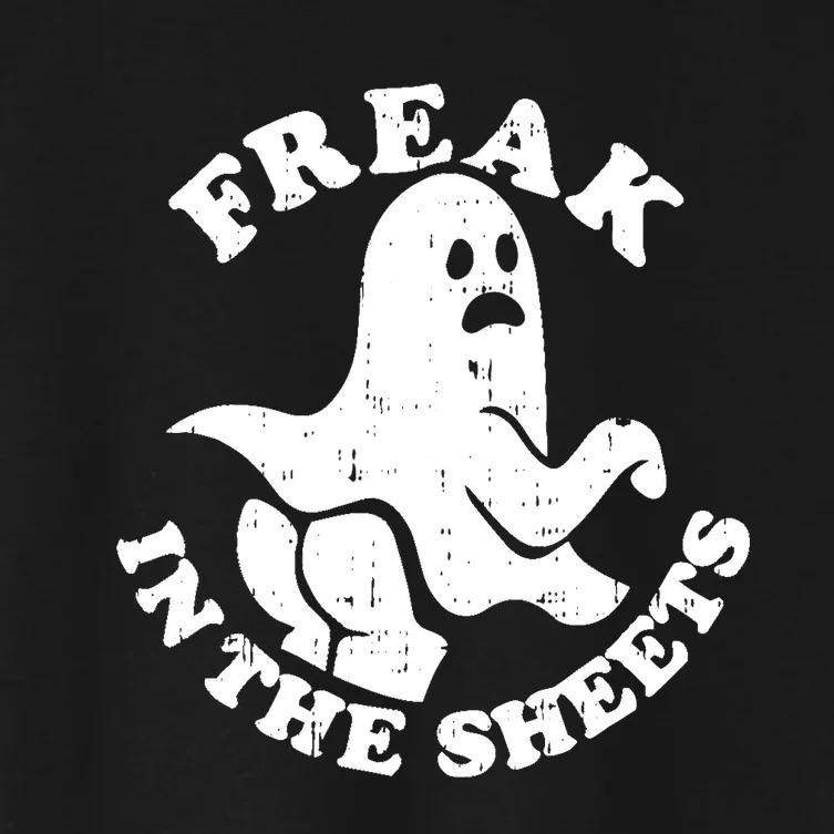 Freak In The Sheets Funny Halloween Costume Retro Ghost Women's Crop Top Tee