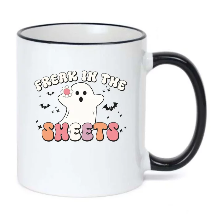 Freak In The Sheets Halloween Reto Gifts Cute Ghost Funny Black Color Changing Mug