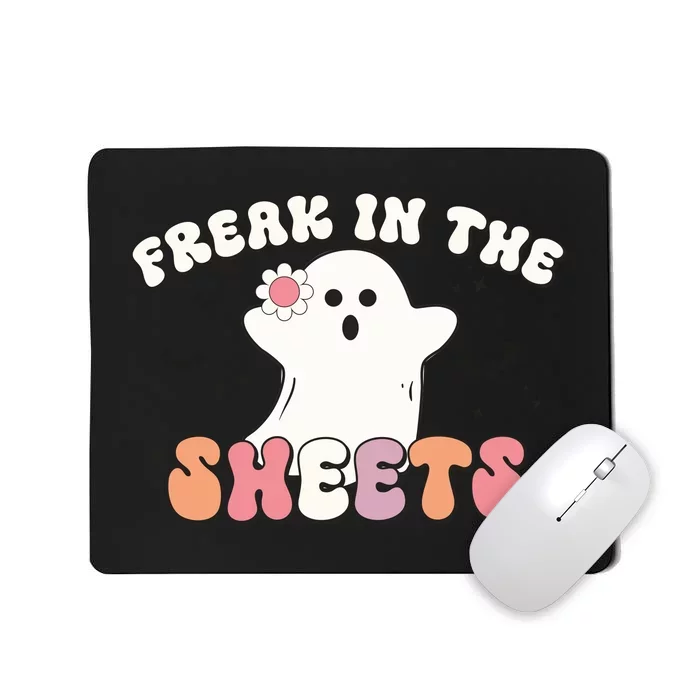 Freak In The Sheets Halloween Reto Gifts Cute Ghost Funny Mousepad