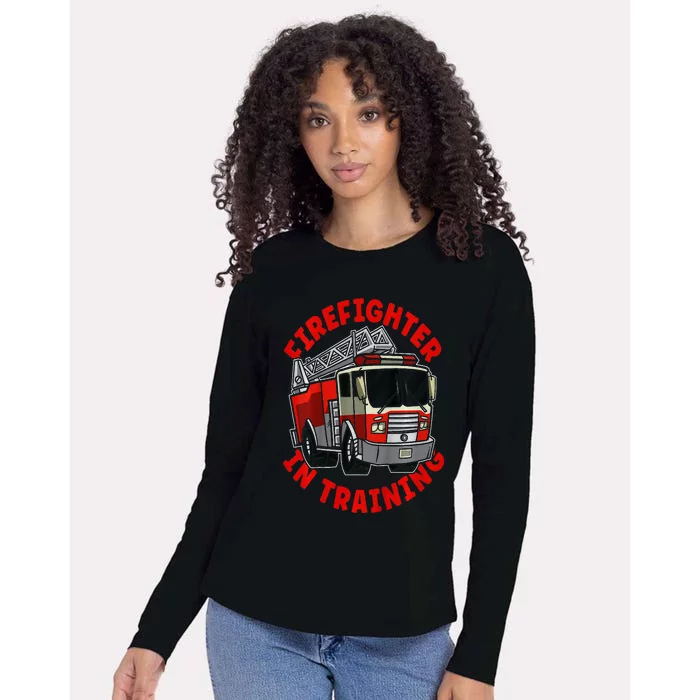 Firefighter In Training  Fire Truck Womens Cotton Relaxed Long Sleeve T-Shirt